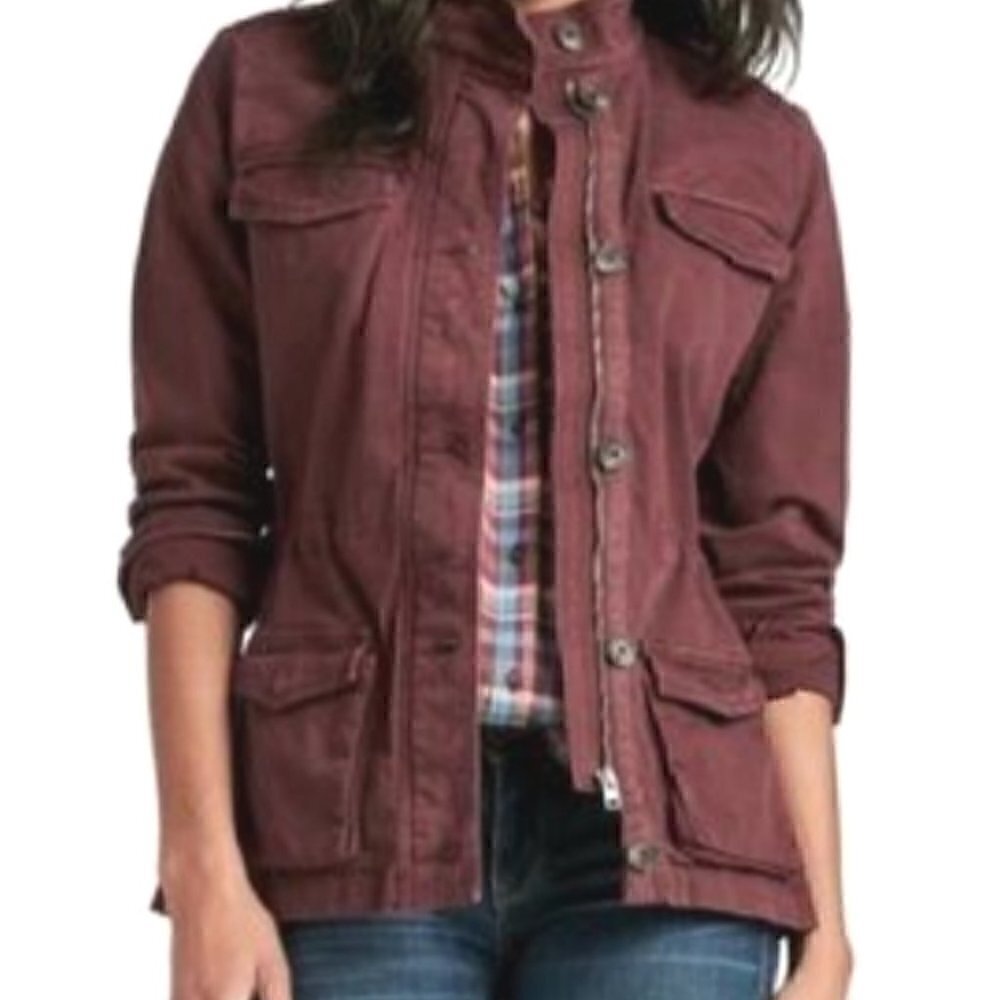 Lucky Brand Maroon Utility Jacket Size M EUC